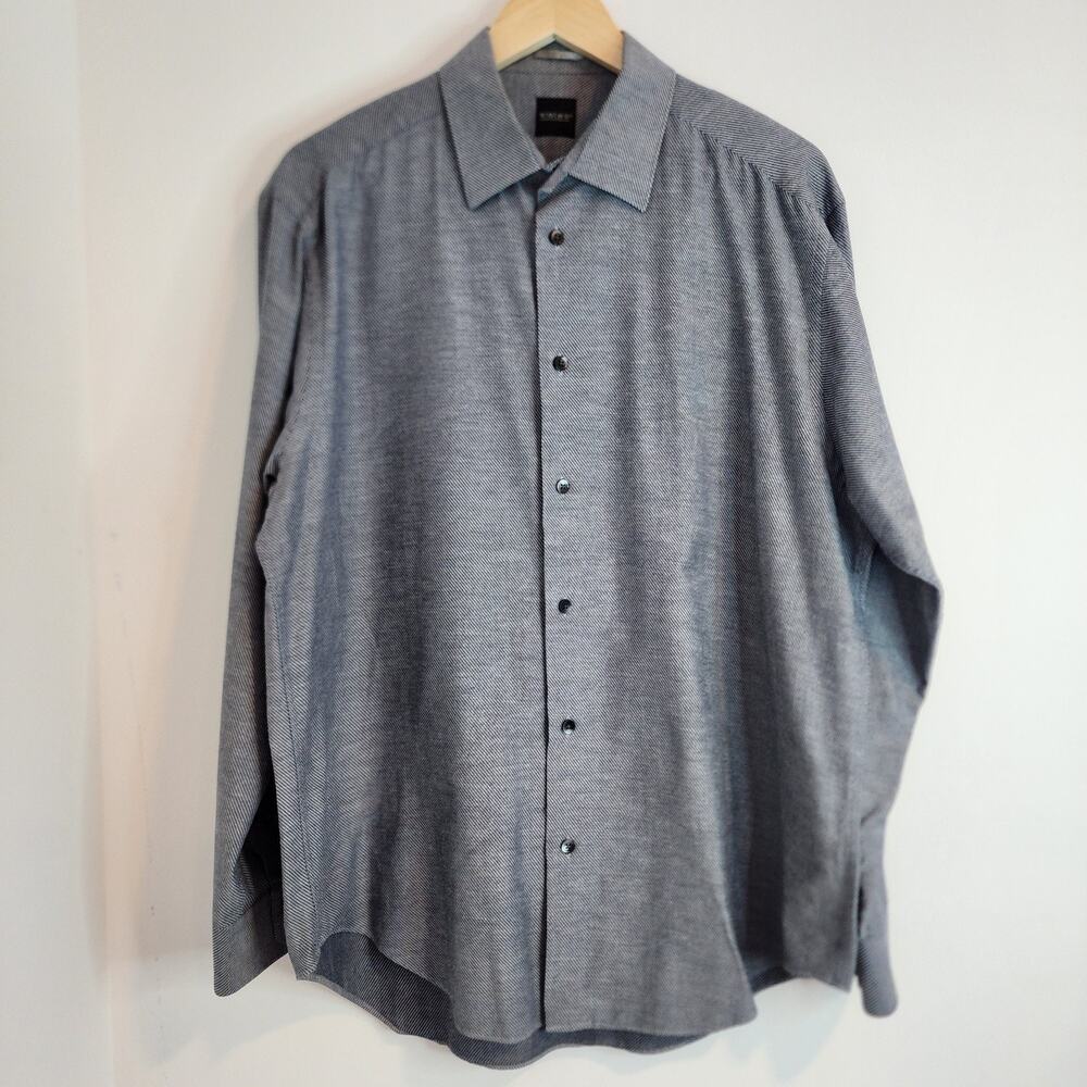 Slates by Dockers Mens Large Gray Long Sleeve Button Down Shirt